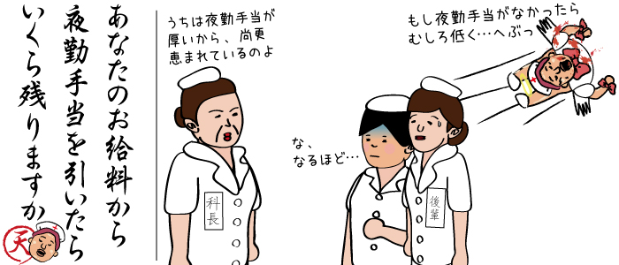 あなたの給与明細、よく見ると夜勤手当がなければ一般職と比べてもそう高い金額ではないですよね。